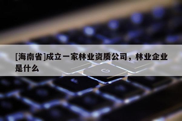 [海南省]成立一家林業(yè)資質(zhì)公司，林業(yè)企業(yè)是什么